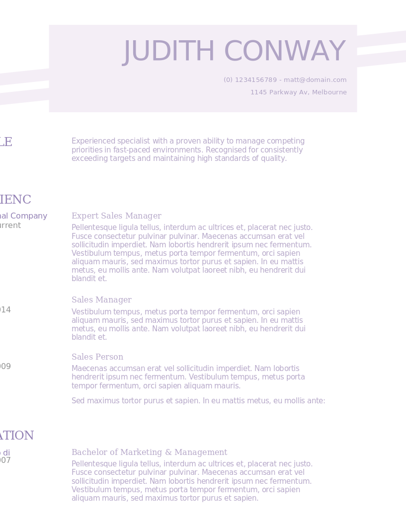 A Touch Of Lilac CV preview